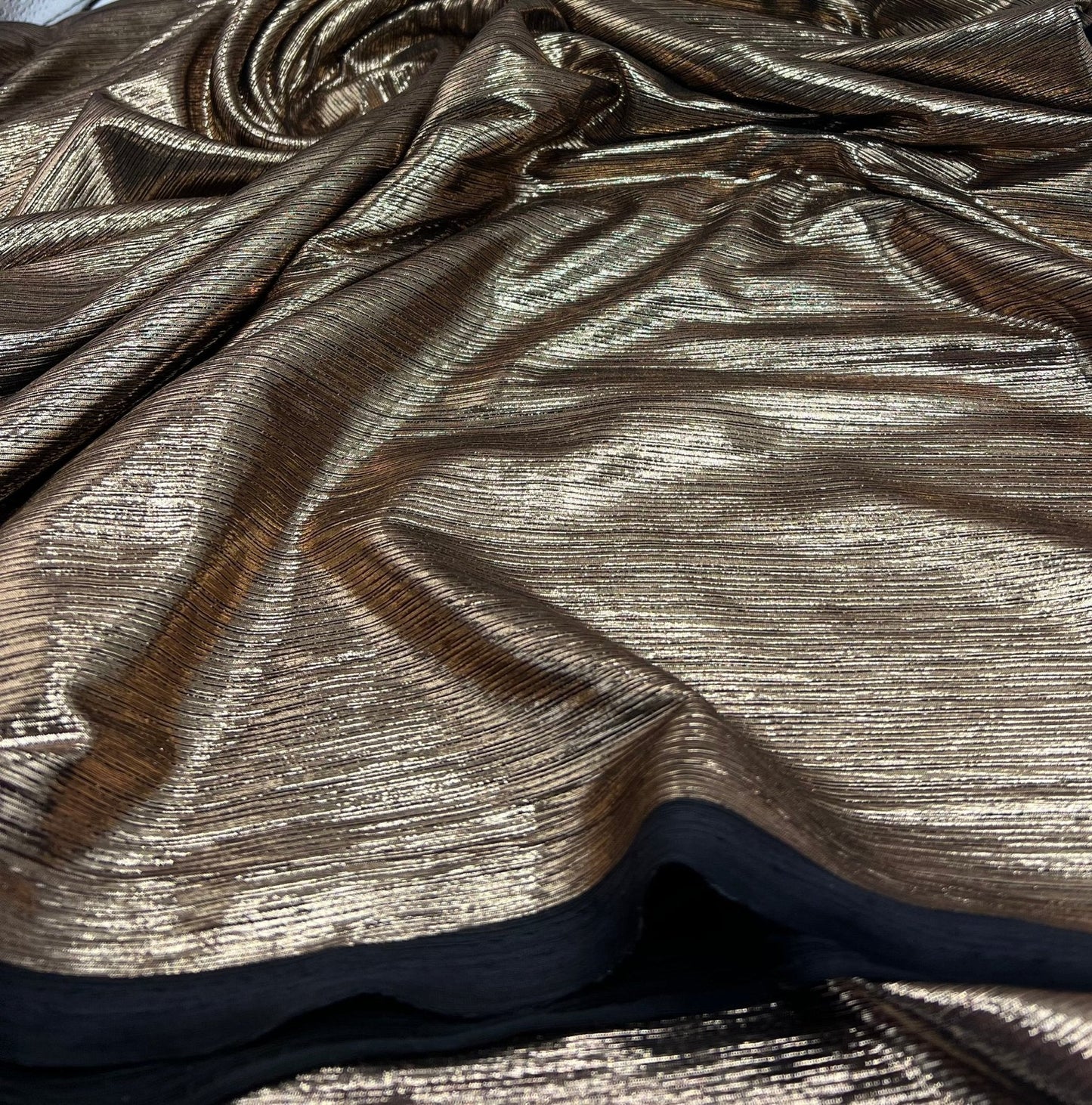 Shiny Bronze Metallic Foil Rib Fabric