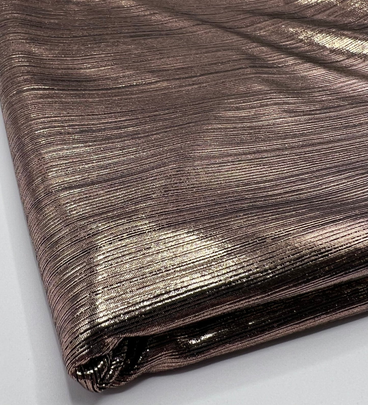 Shiny Bronze Metallic Foil Rib Fabric