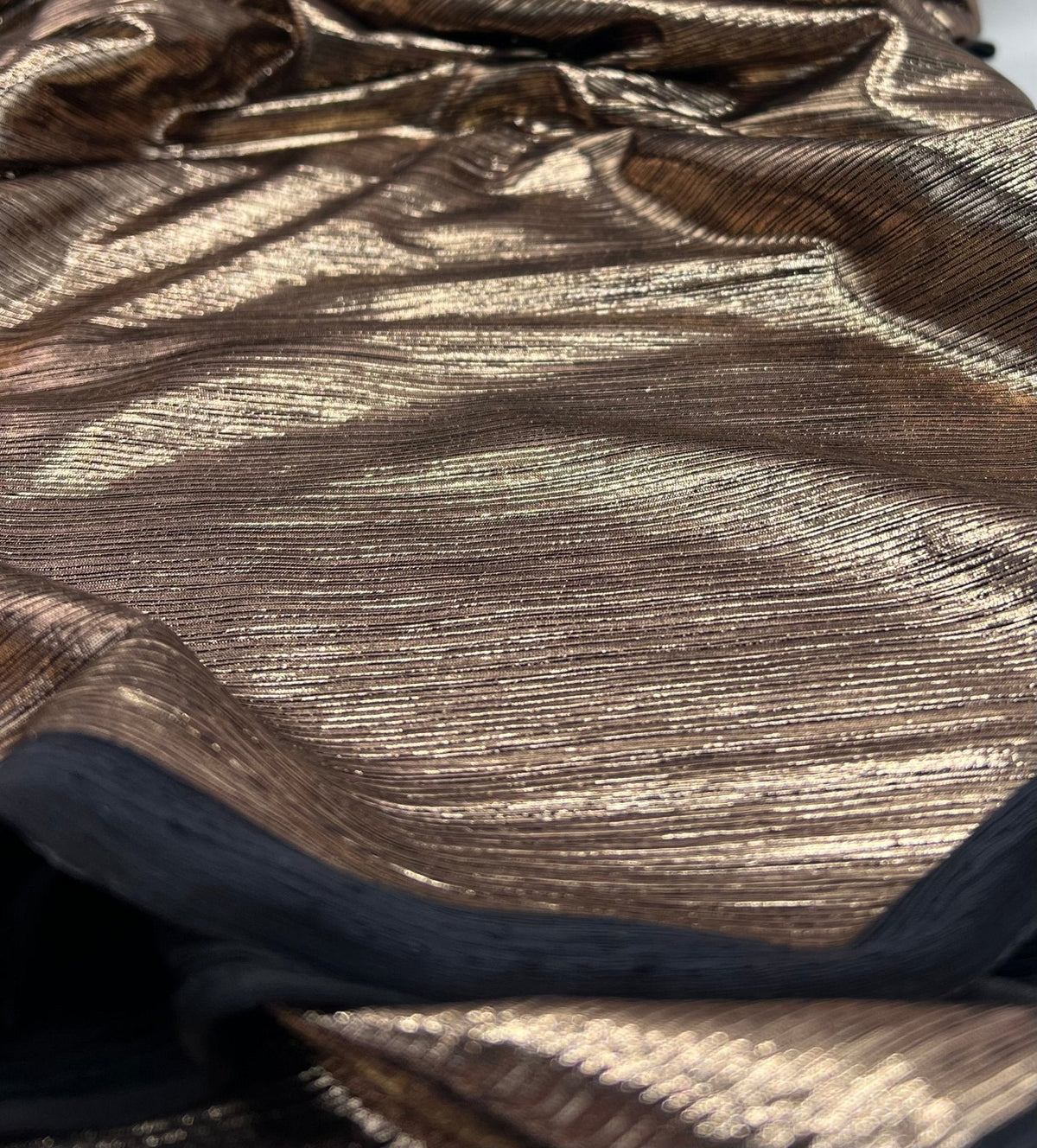Shiny Bronze Metallic Foil Rib Fabric