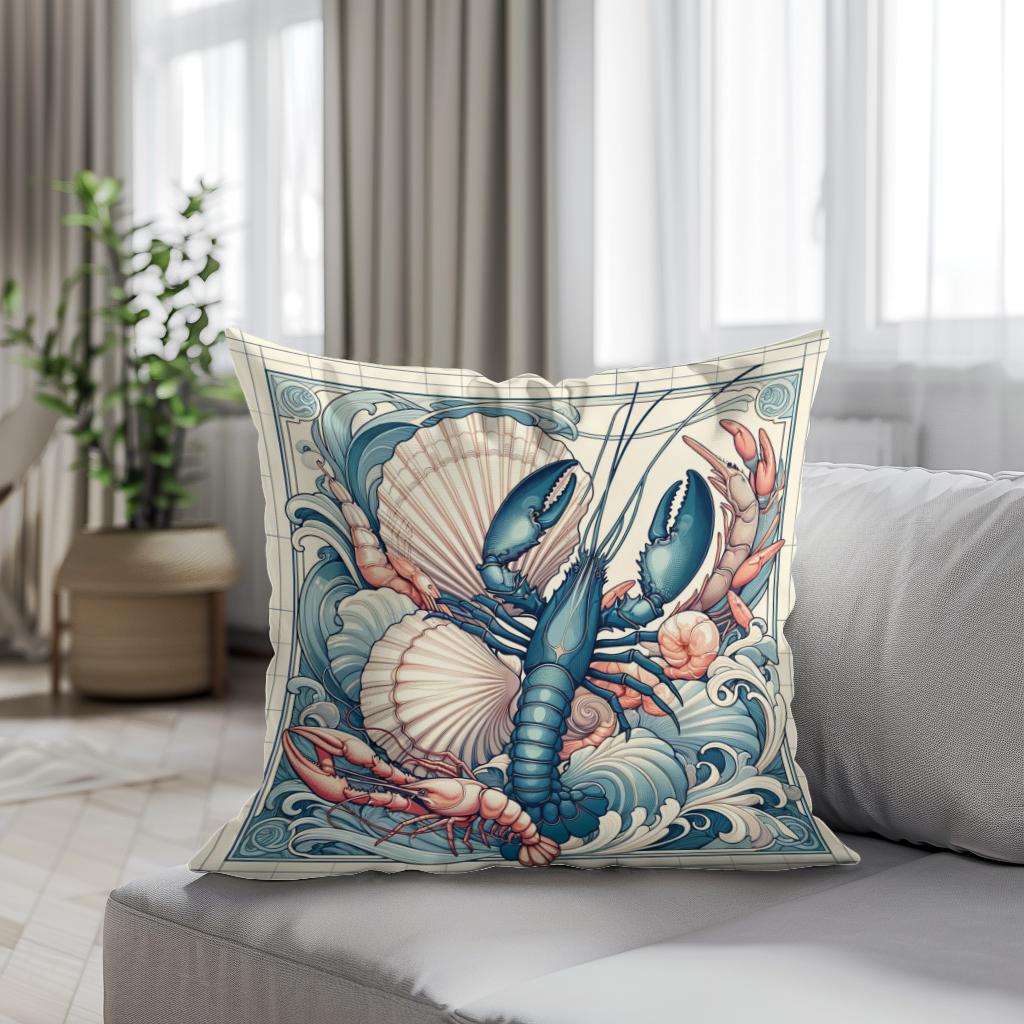 Seafood Splendor Cotton Cushion