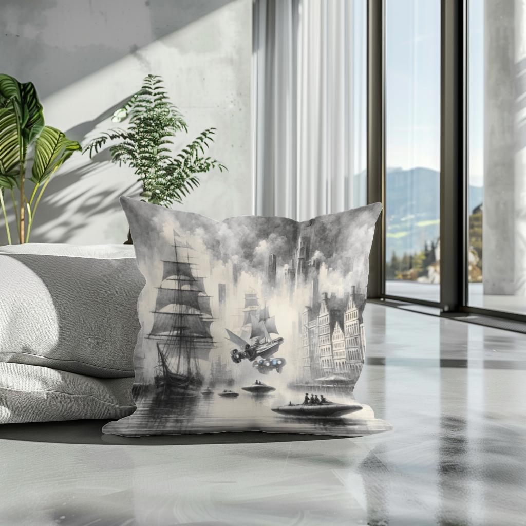Timeless Harbor Echoes Cotton Cushion