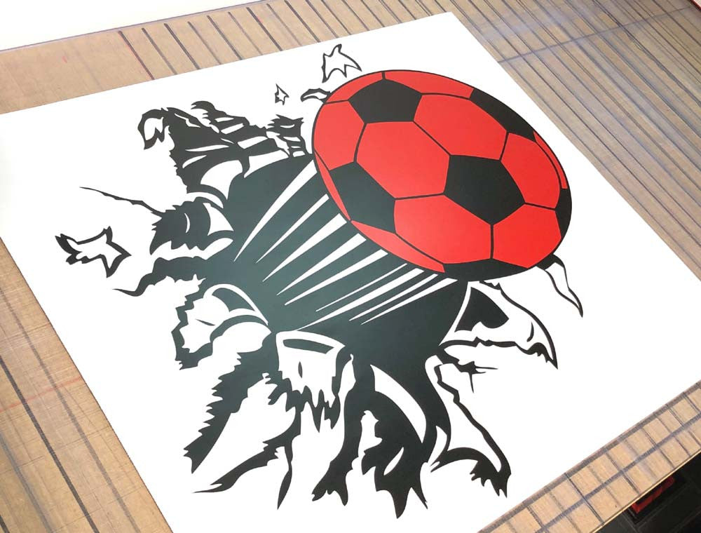 Crashing Through Wall Football Wall Sticker Decal