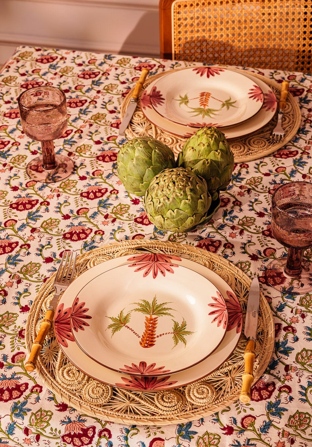Arabella Side Plate, Green Palm Tree Set of 4