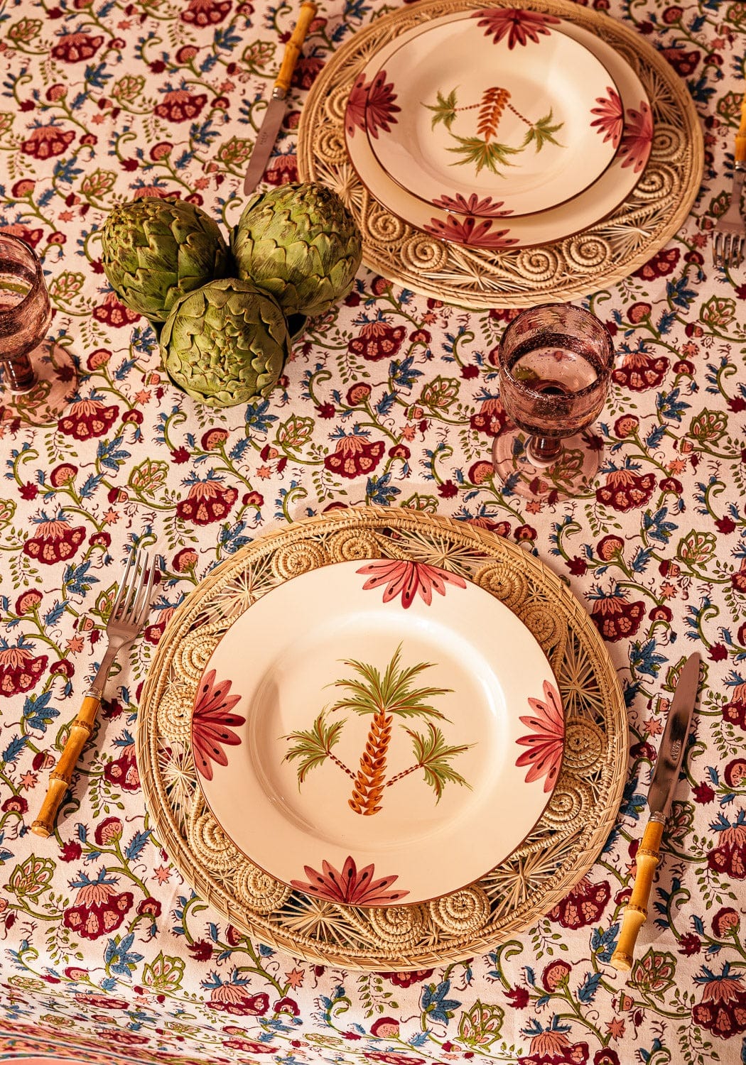 Arabella Side Plate, Green Palm Tree Set of 4