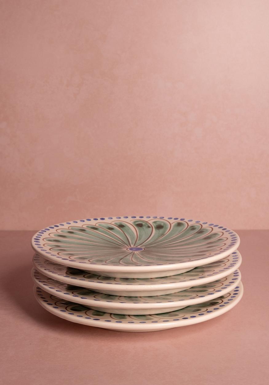 Peacock Side Plate, Green Set of 4