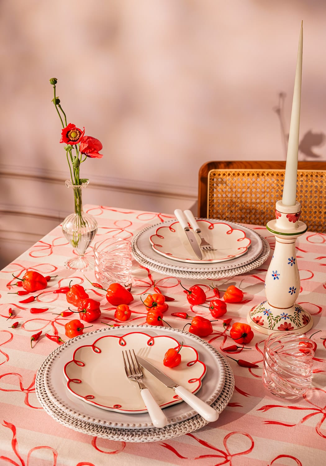 Rosy Red Scalloped Side Plates - Set of 4