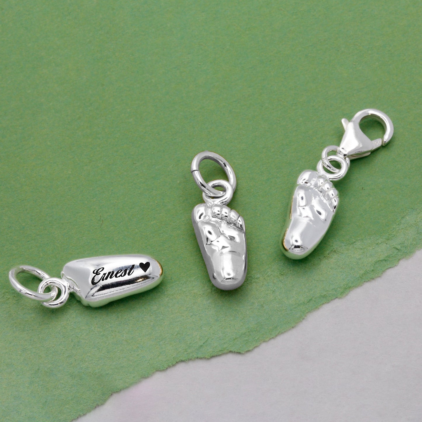 New Baby Personalised Silver Charm