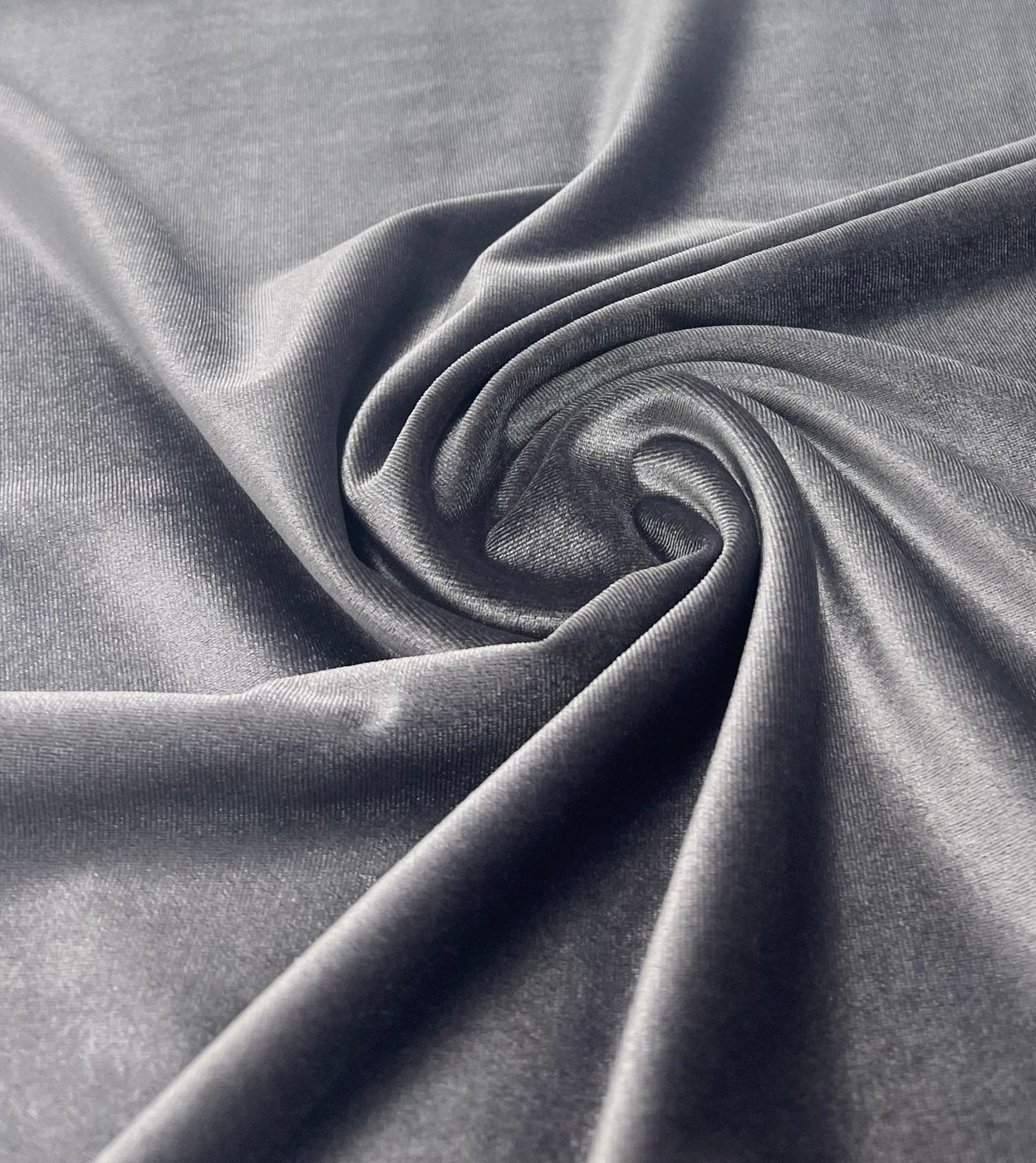 Silver Grey Plain Velour Spandex Stretch Fabric