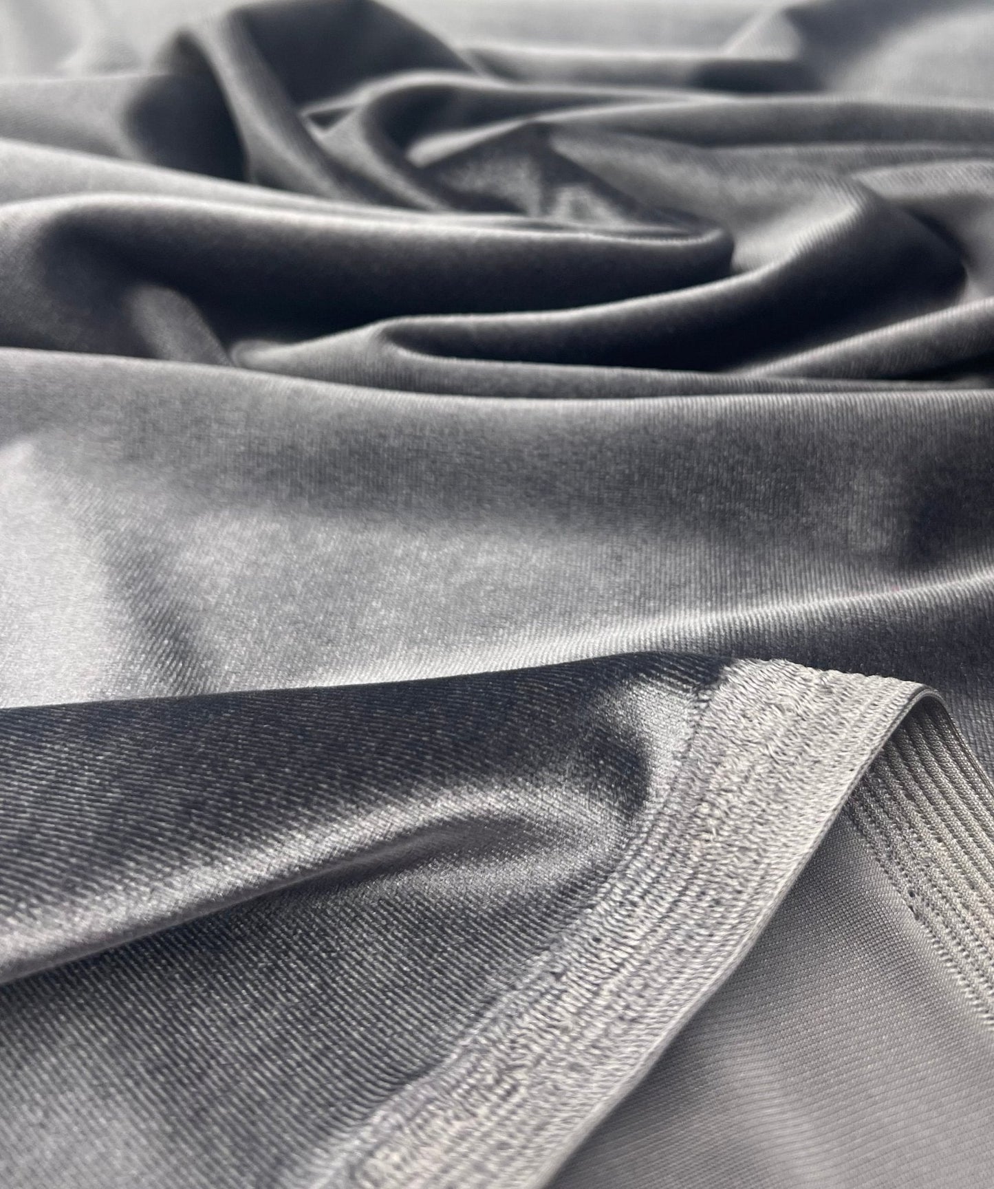 Silver Grey Plain Velour Spandex Stretch Fabric