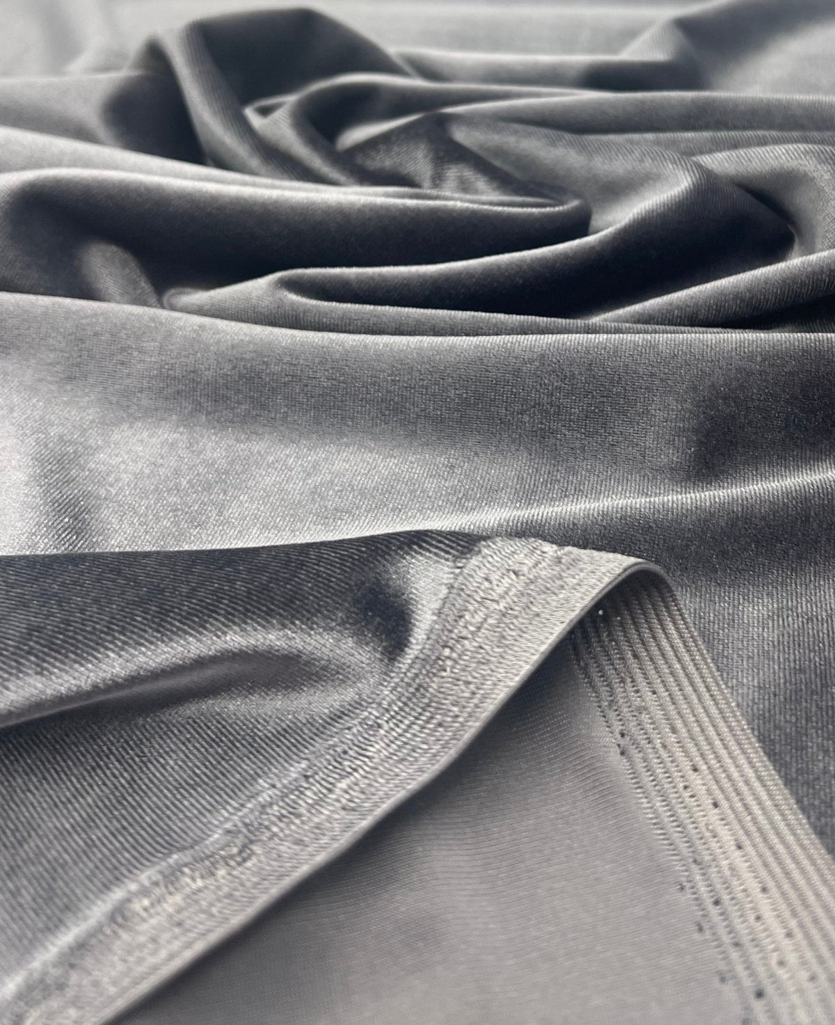 Silver Grey Plain Velour Spandex Stretch Fabric