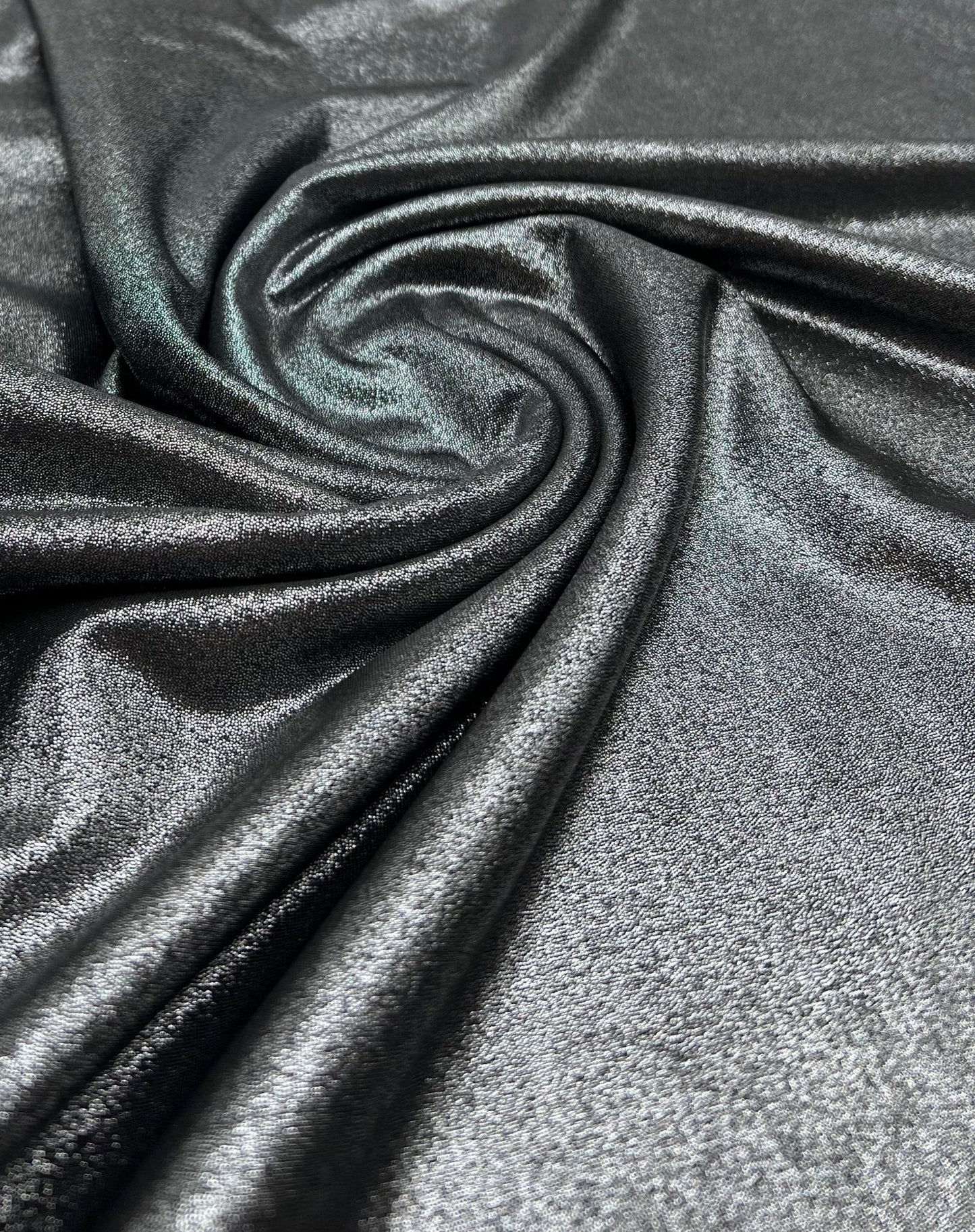 Silver Dark Grey Shiny Foil Swimwear / Sportswear 4 Way Stretch Fabric