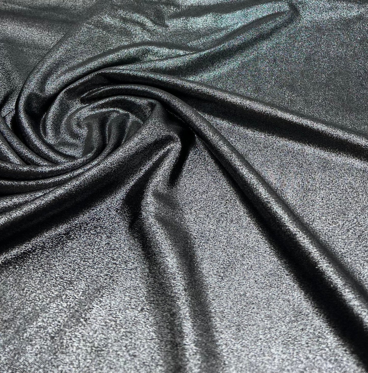 Silver Dark Grey Shiny Foil Swimwear / Sportswear 4 Way Stretch Fabric
