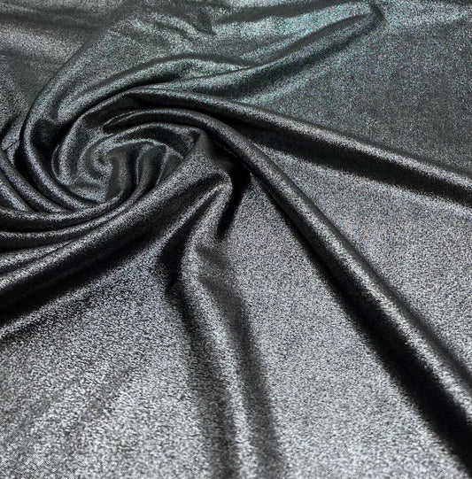 Silver Dark Grey Shiny Foil Swimwear / Sportswear 4 Way Stretch Fabric