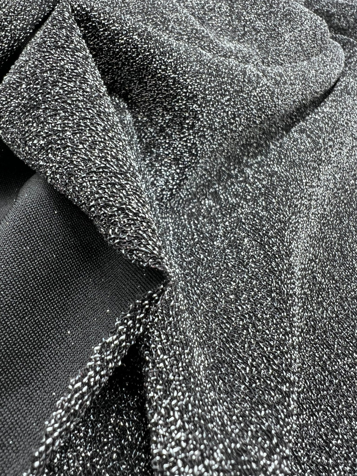 Silver Grey Sparkle Detail Lurex Sparkle Metallic Stretch Knit Fabric
