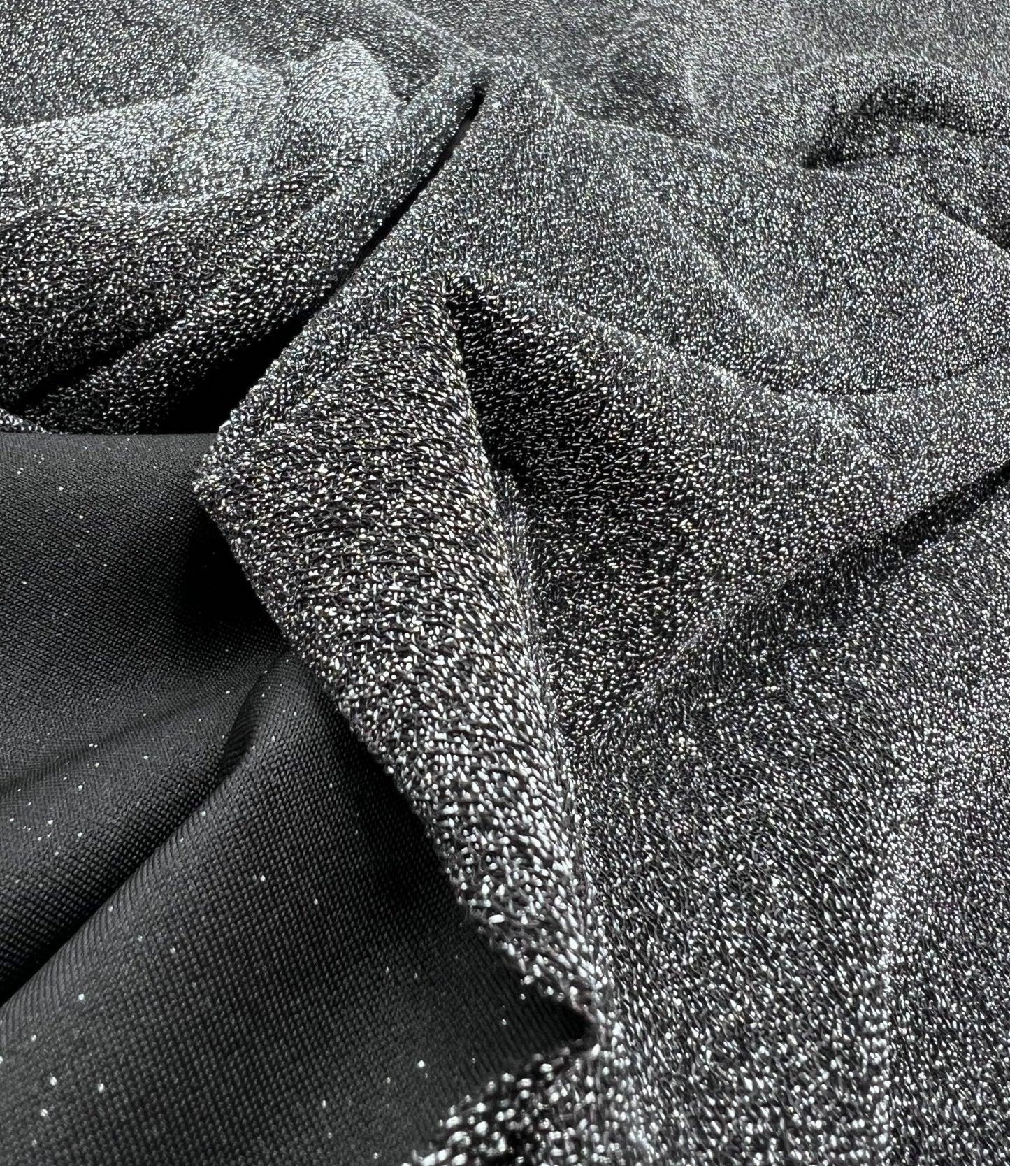 Silver Grey Sparkle Detail Lurex Sparkle Metallic Stretch Knit Fabric