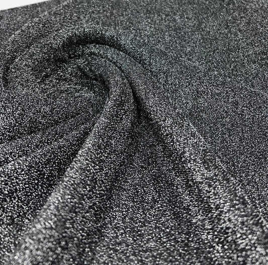 Silver Grey Sparkle Detail Lurex Sparkle Metallic Stretch Knit Fabric