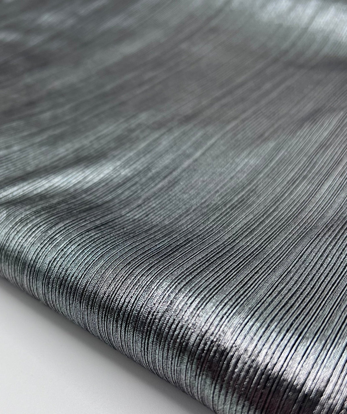 Silver Metallic Stretch Foil Rib Fabric