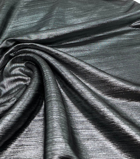 Silver Metallic Stretch Foil Rib Fabric