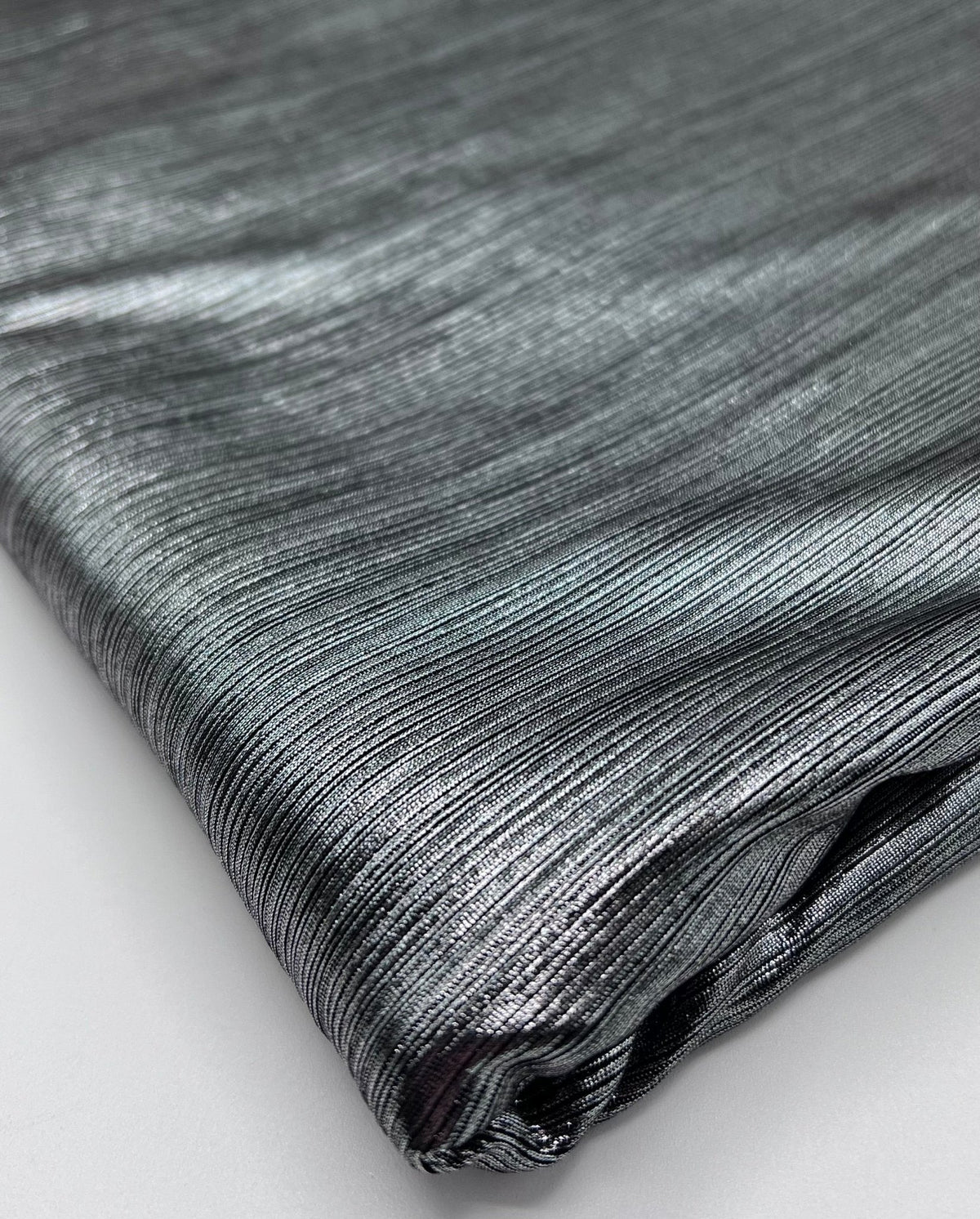 Silver Metallic Stretch Foil Rib Fabric