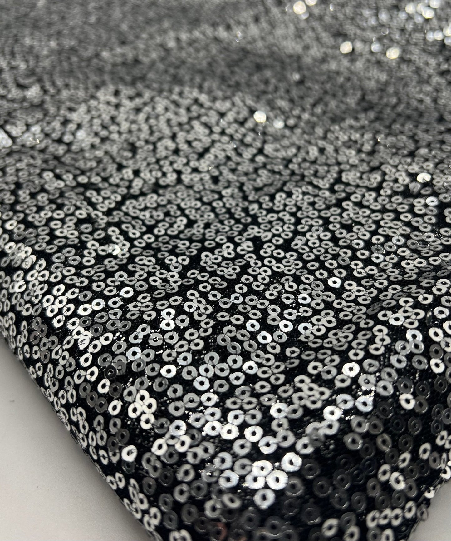 Silver On Black Sequin Detail Non Stretch Fabric