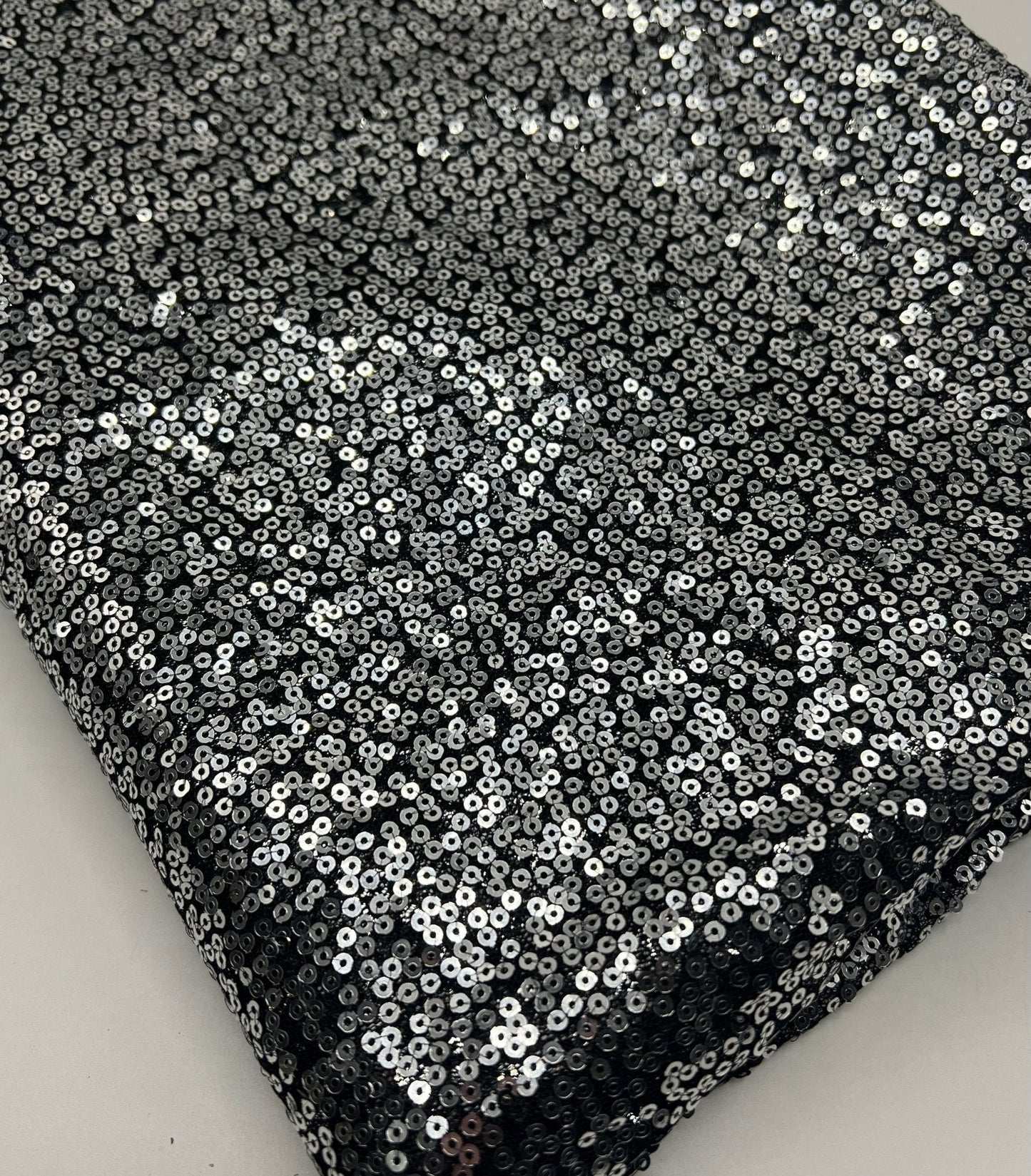 Silver On Black Sequin Detail Non Stretch Fabric