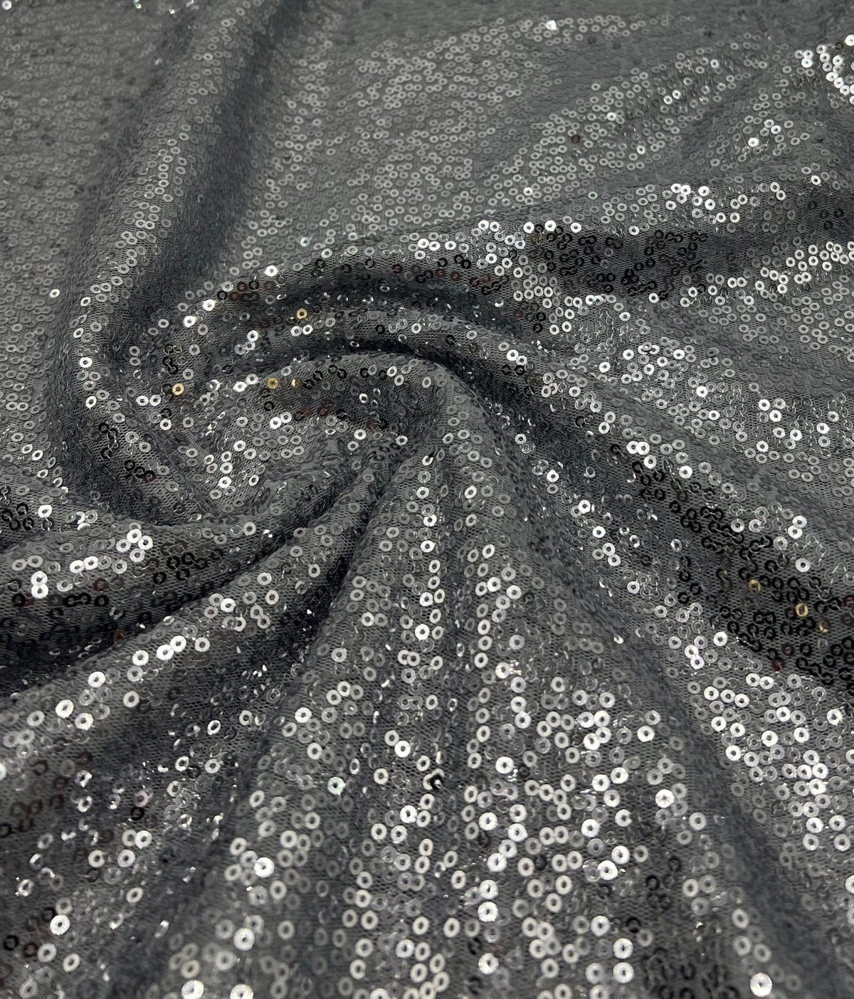 Silver On Grey Sequin Detail Non Stretch Fabric