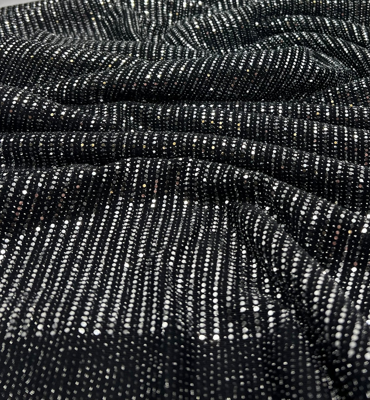 Silver Sequin Nylon Metallic Sparkle Stretch Fabric
