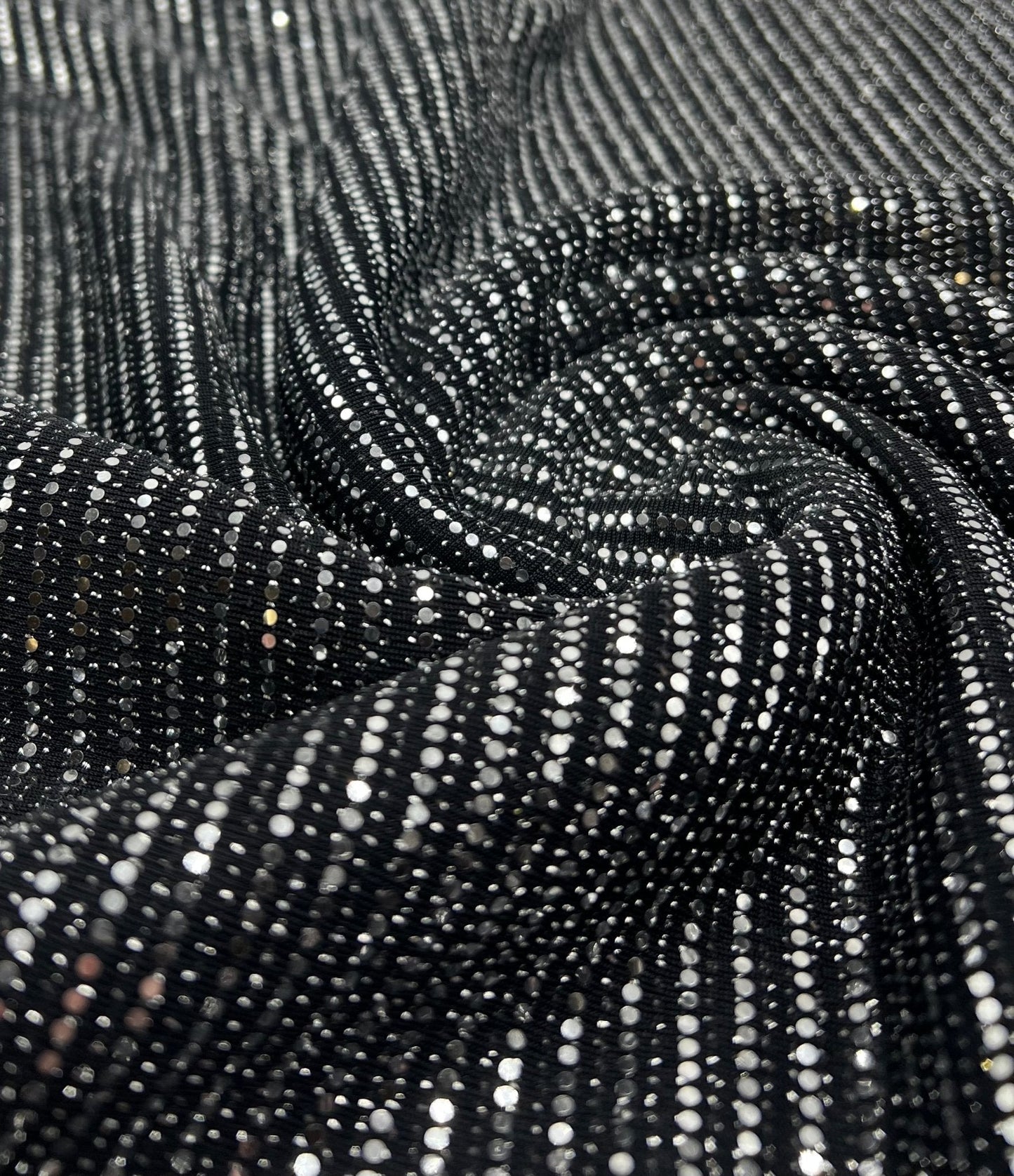 Silver Sequin Nylon Metallic Sparkle Stretch Fabric