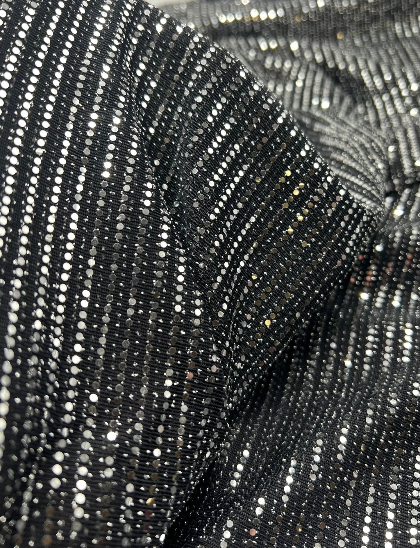 Silver Sequin Nylon Metallic Sparkle Stretch Fabric