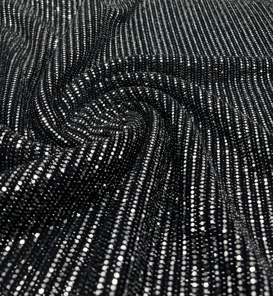 Silver Sequin Nylon Metallic Sparkle Stretch Fabric