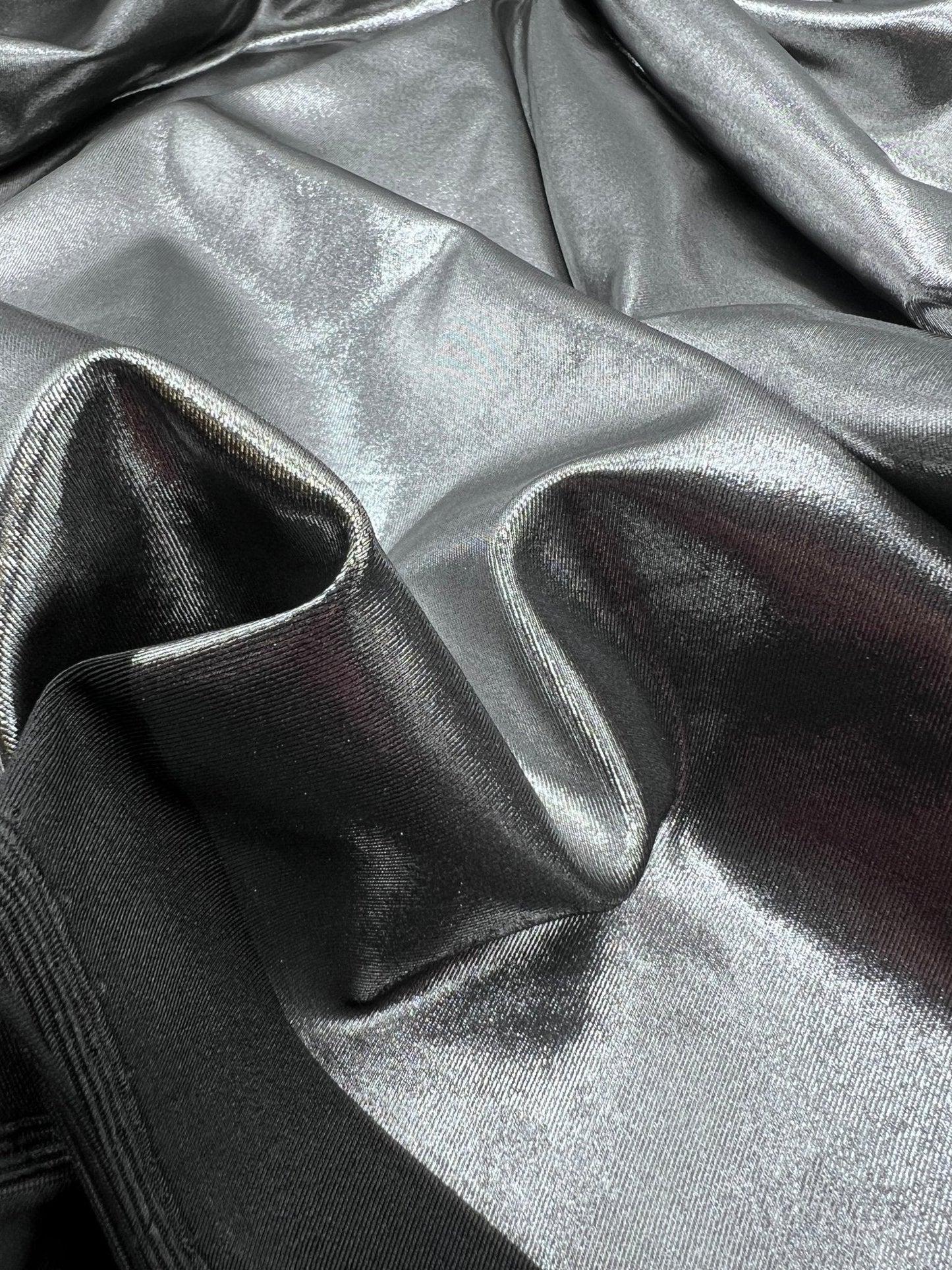 Silver Shiny Foil Swimwear / Sportswear 4 Way Stretch Fabric
