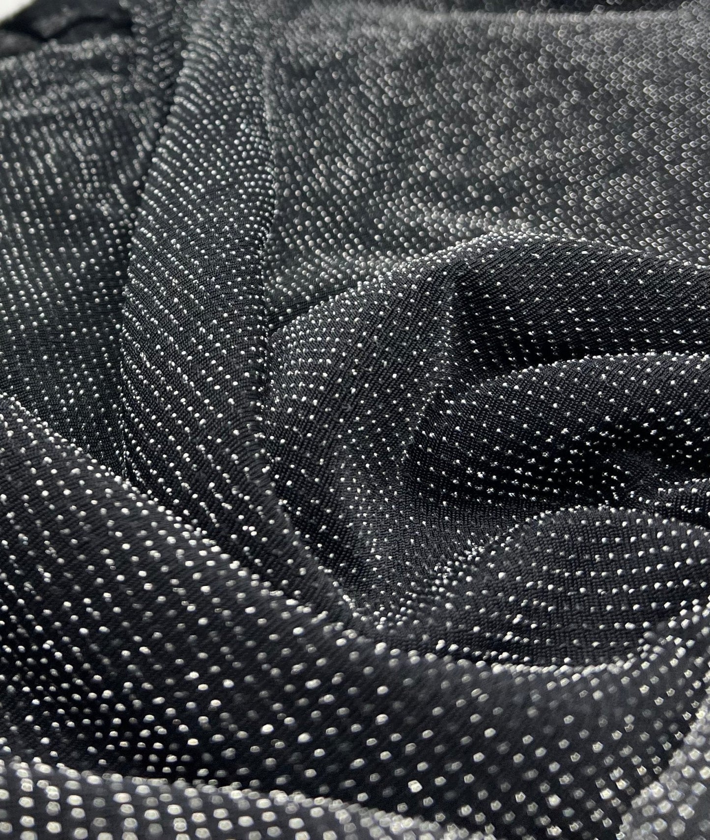 Silver Thread Detail Black Lurex Sparkle Metallic Stretch Knit Fabric