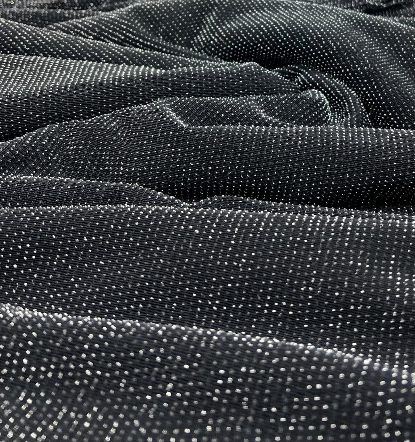 Silver Thread Detail Black Lurex Sparkle Metallic Stretch Knit Fabric