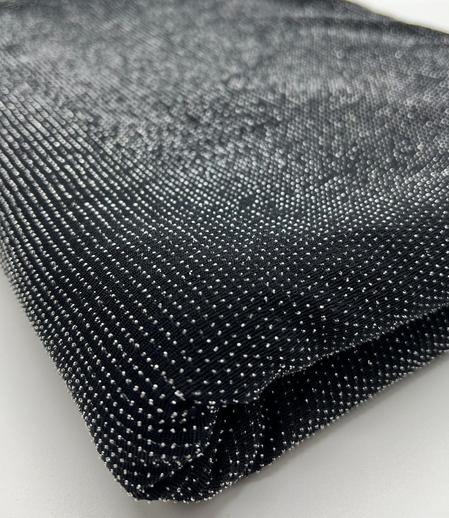 Silver Thread Detail Black Lurex Sparkle Metallic Stretch Knit Fabric