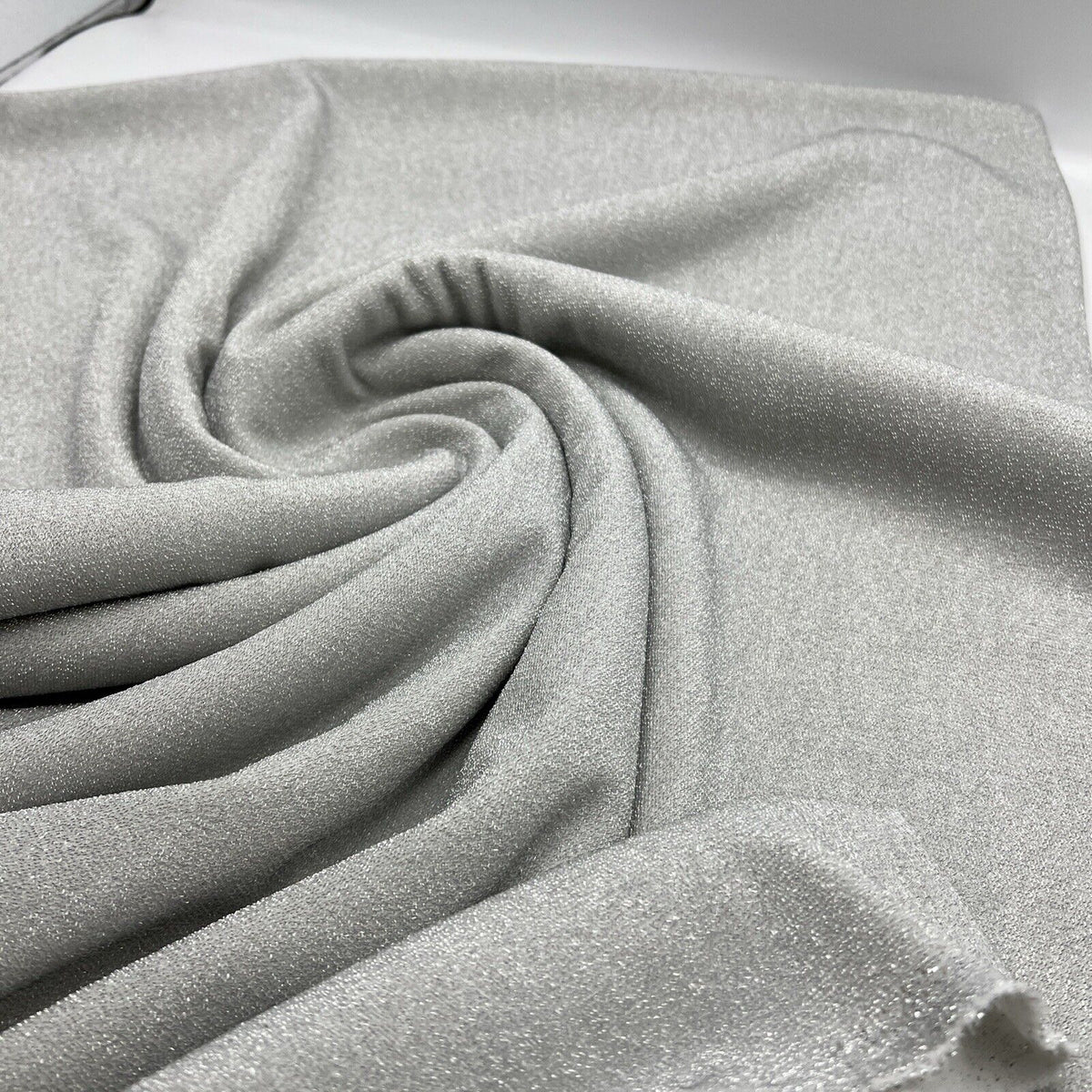 Silver Thread Detail Silver Lurex Sparkle Metallic Stretch Knit Fabric