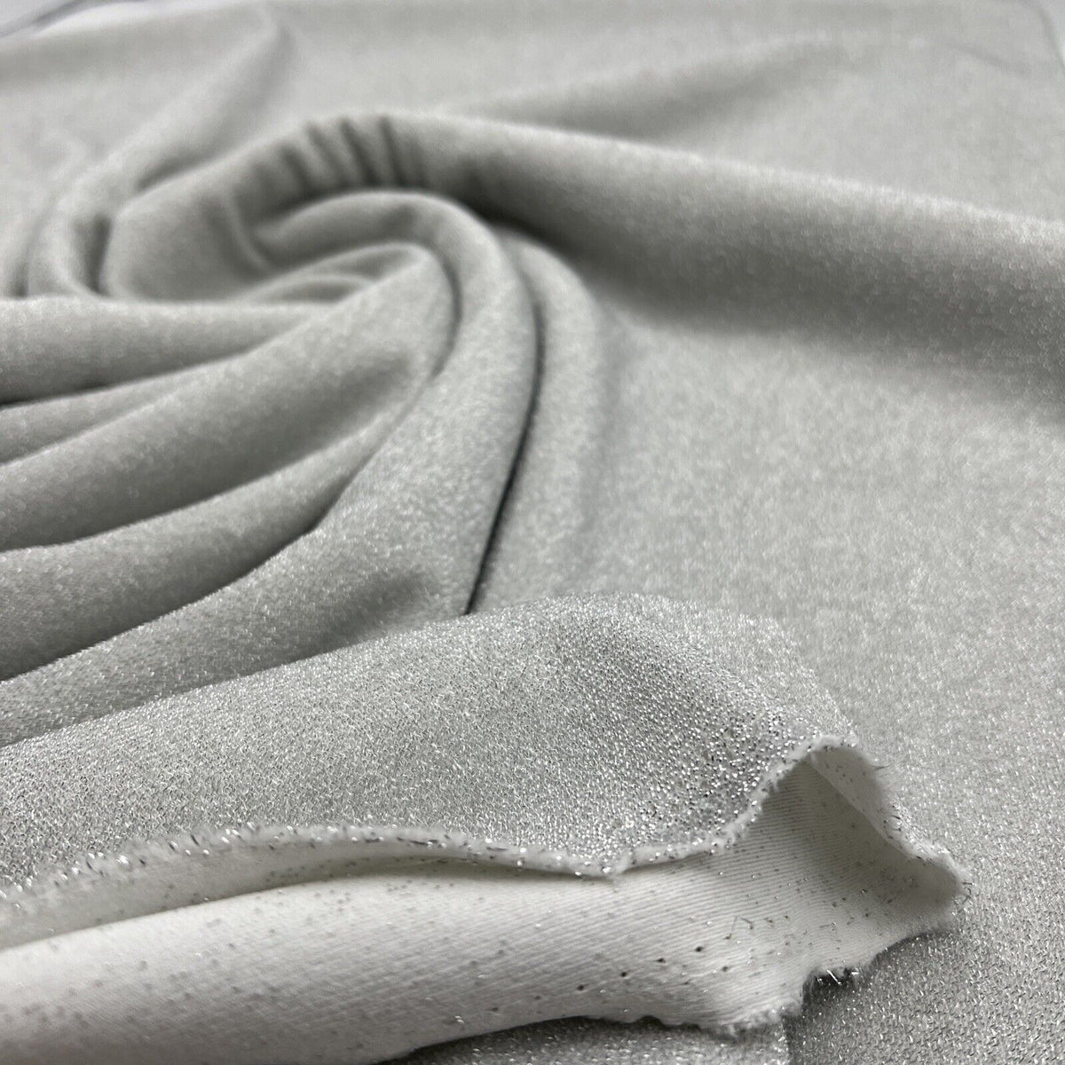 Silver Thread Detail Silver Lurex Sparkle Metallic Stretch Knit Fabric