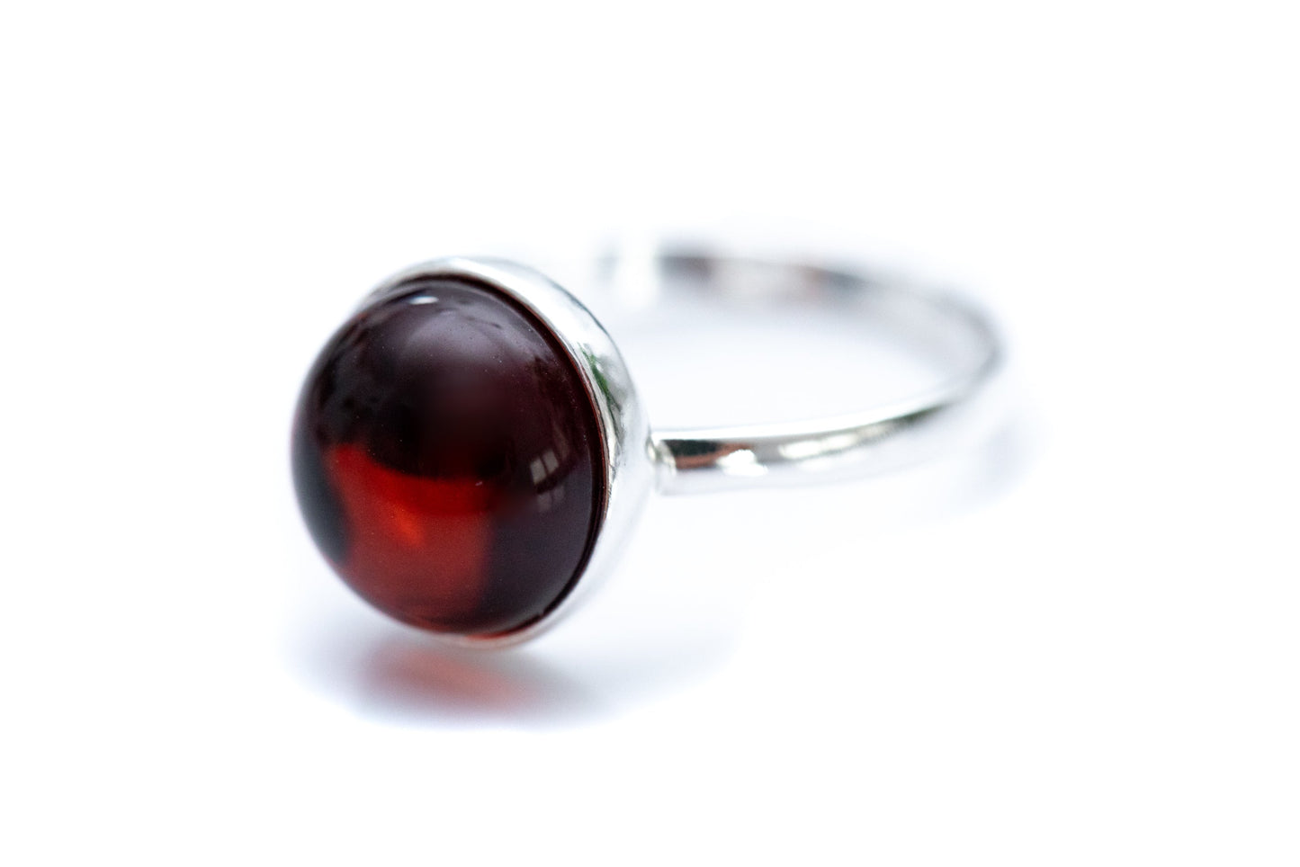 ESSENTIALS Cherry Red Amber Solitaire Ring