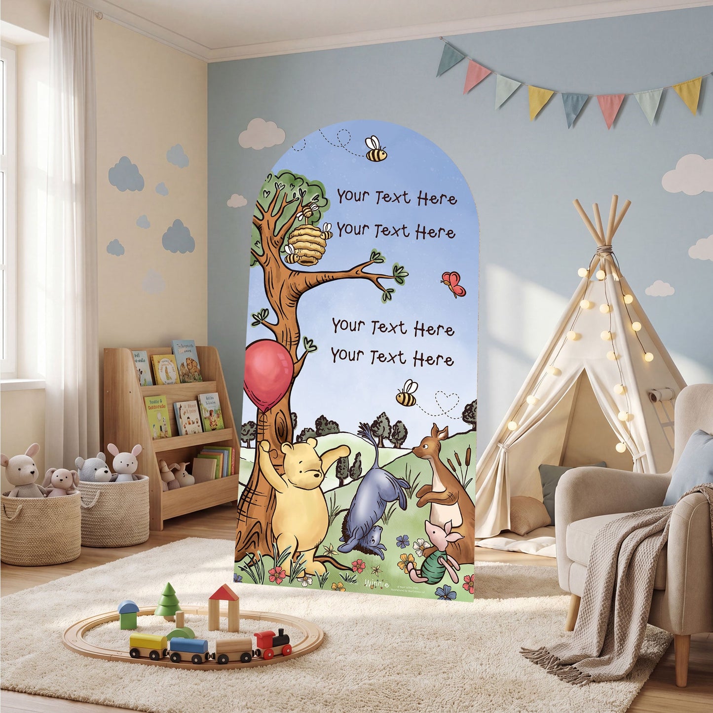 XQ018 Winnie Sailboard Blue Sky Pooh Bear Personalised Sailboard