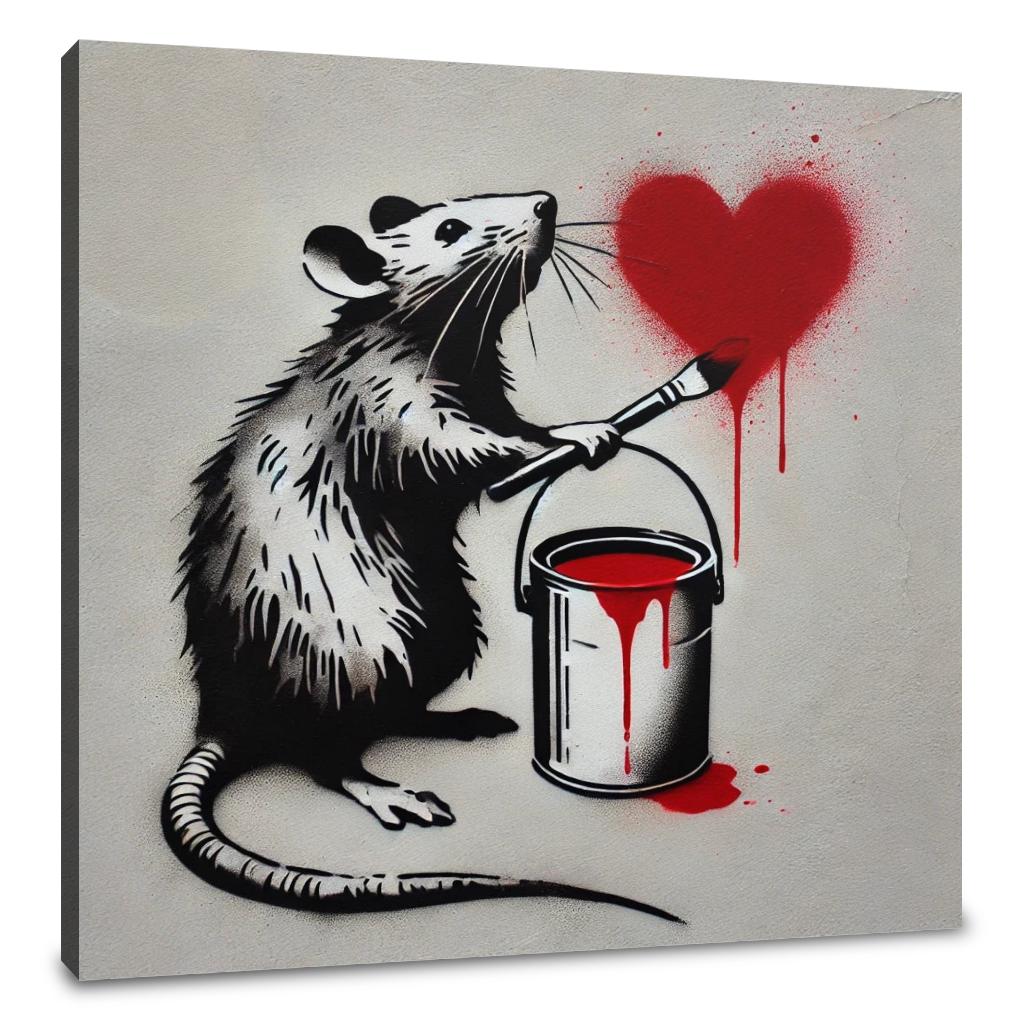 Red Heart Rat Canvas