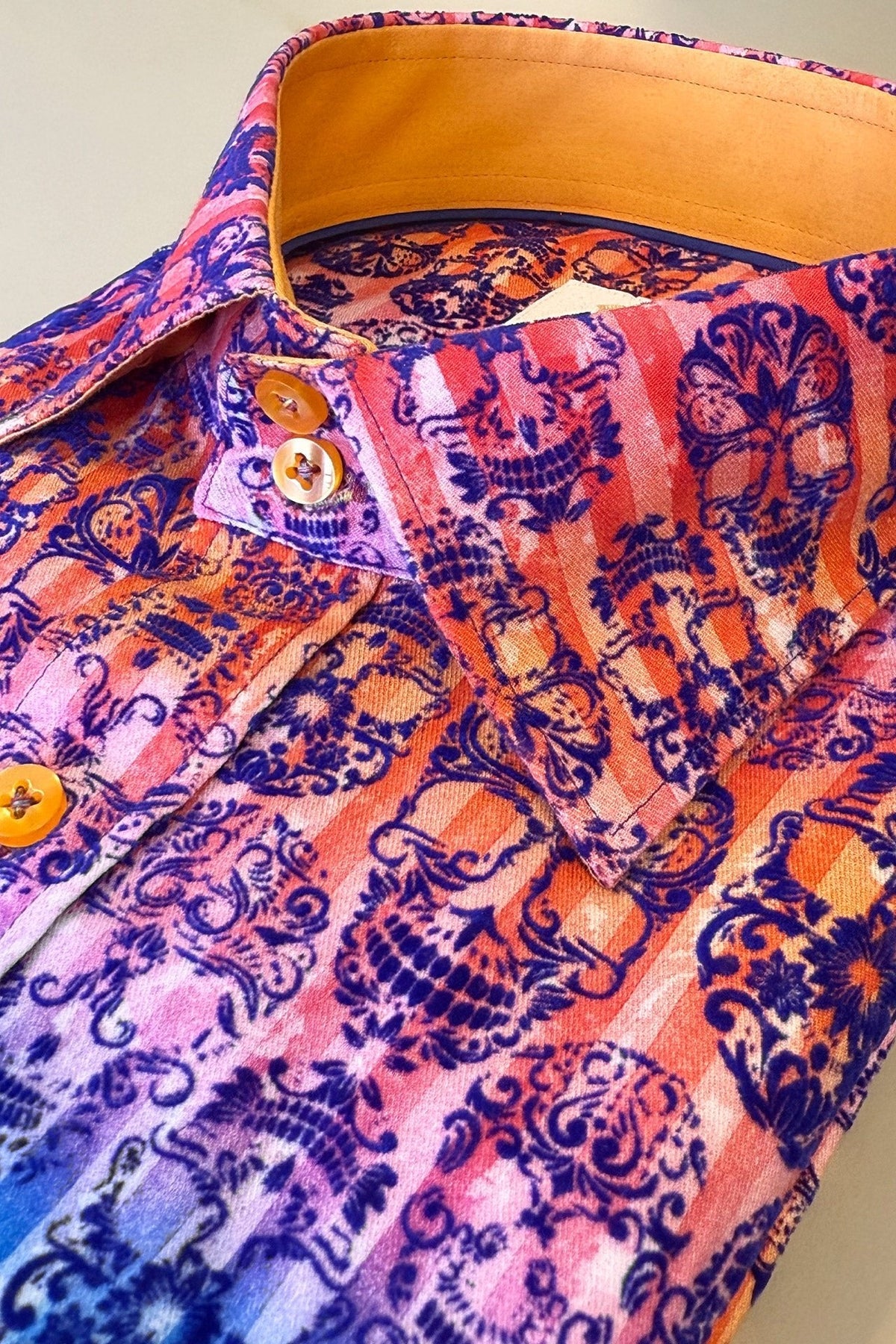 Skull Flocking Shirt with Gradient Tie-Dye Luxury Textured Finish