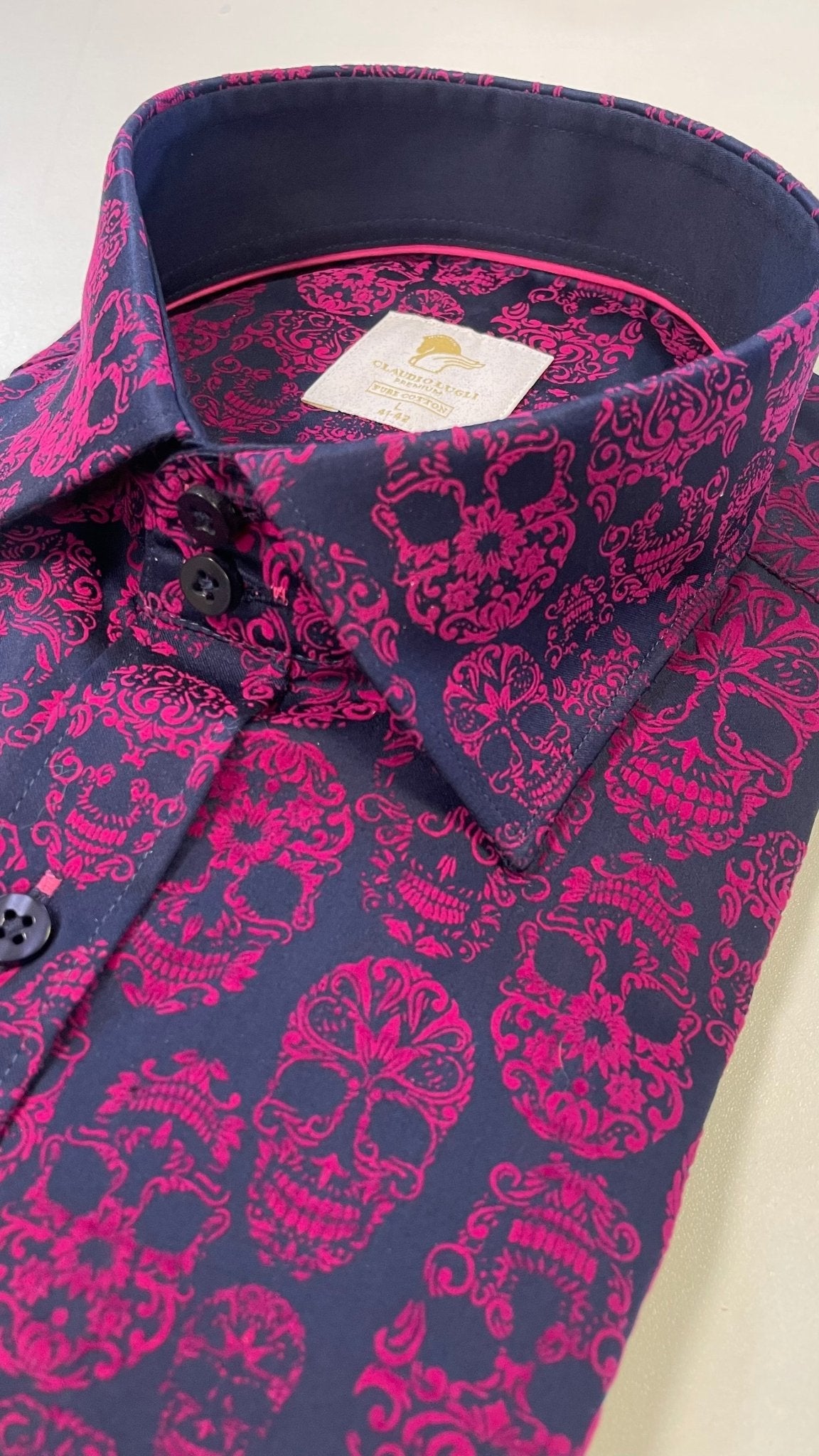 Skull Flocking Shirt with Gradient Tie-Dye Luxury Textured Finish