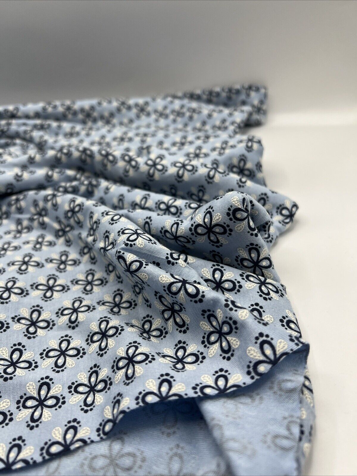 Sky Blue Floral Print Viscose Elastane Fabric
