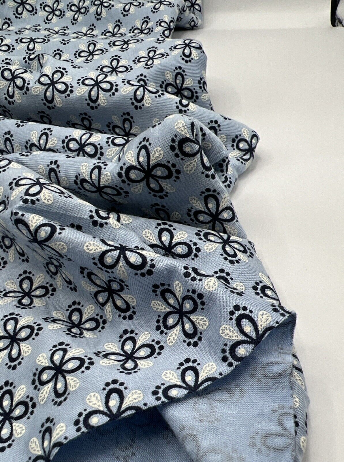 Sky Blue Floral Print Viscose Elastane Fabric