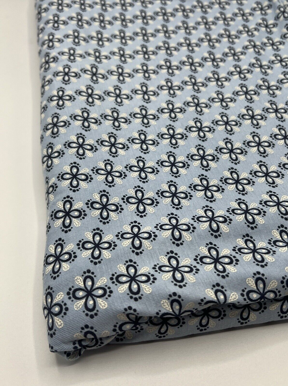 Sky Blue Floral Print Viscose Elastane Fabric