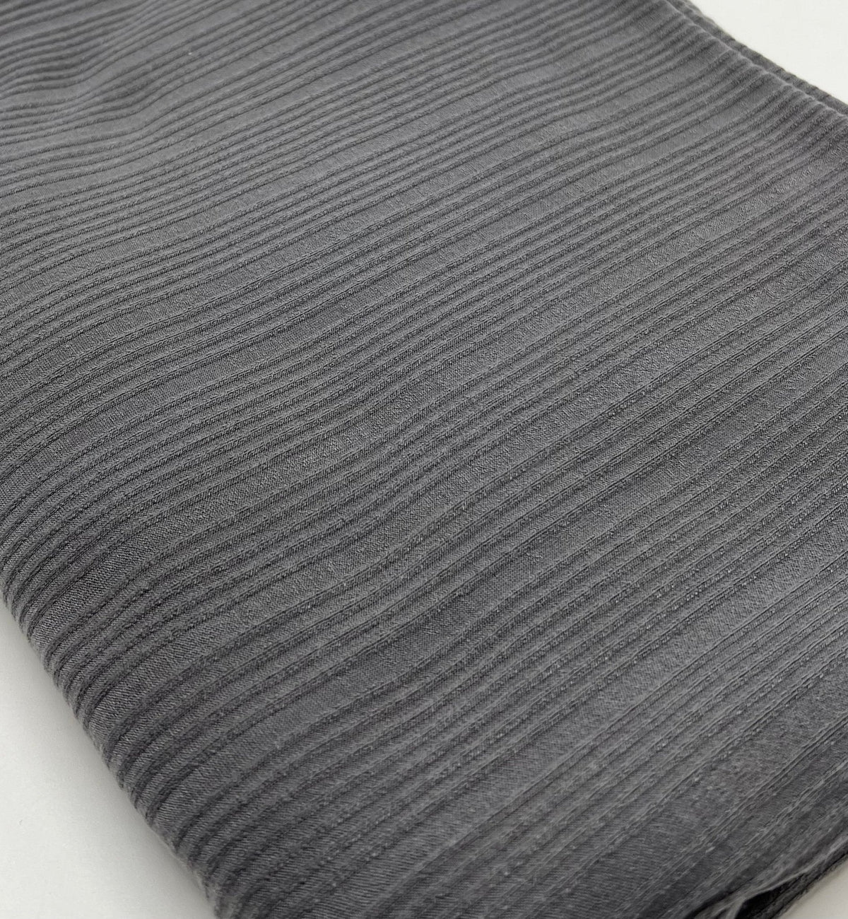 Slate Grey Textured Stripe Rib Stretch Fabric