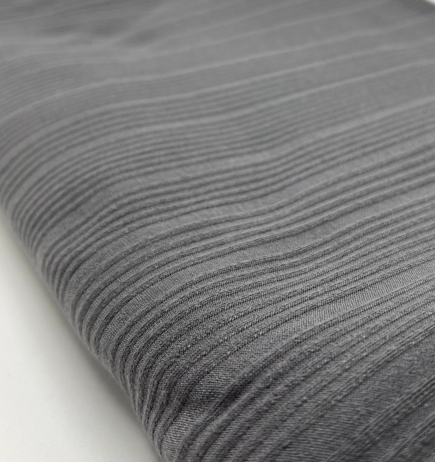 Slate Grey Textured Stripe Rib Stretch Fabric