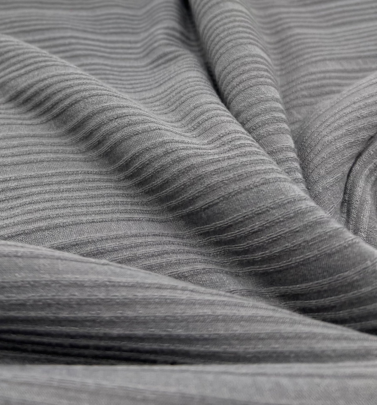 Slate Grey Textured Stripe Rib Stretch Fabric