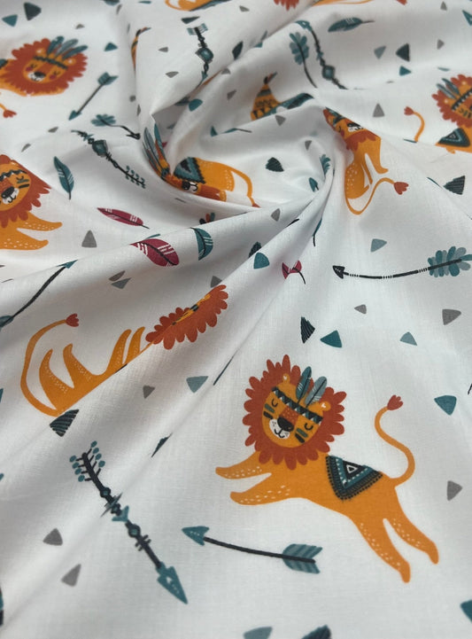 Sleepy Lions Printed Polycotton 90 GSM 80/20 44 Inch Non Stretch