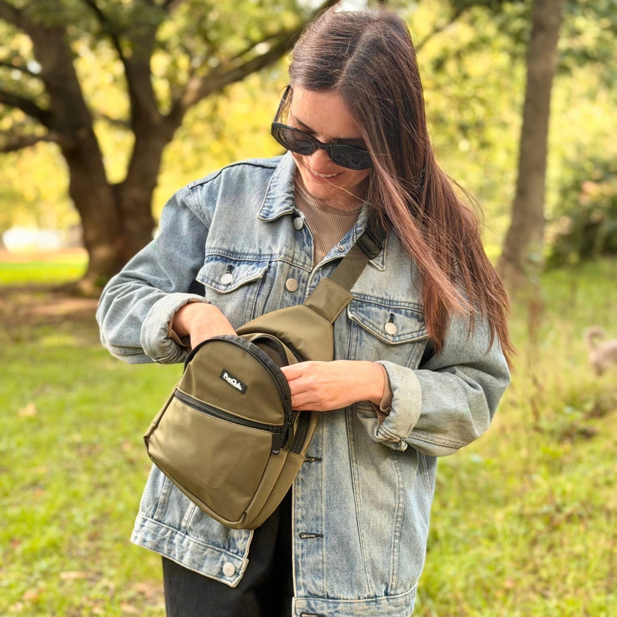 Dog Walking Sling Backpack - Khaki Green