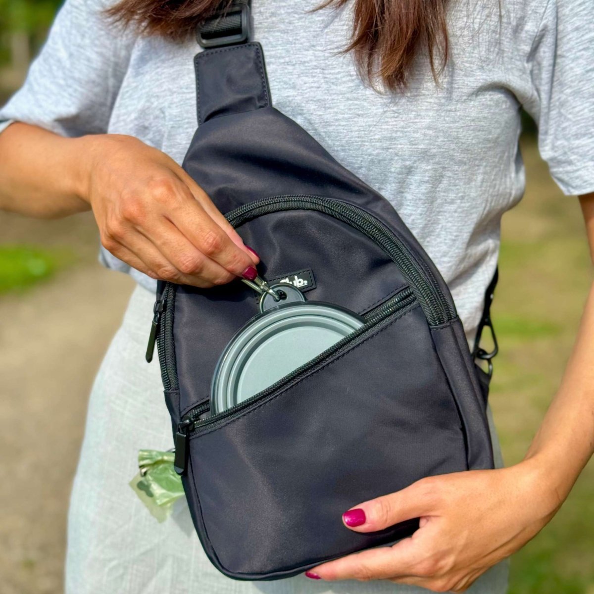 Dog Walking Sling Backpack - Black